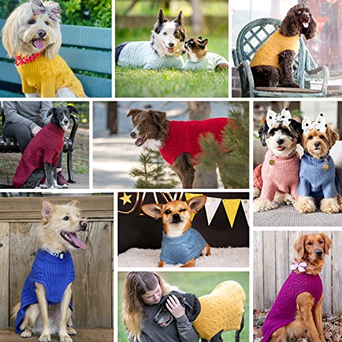 Classic Dog Sweater Wool Blend Cable Knit Pullover Crewneck Winter Clothes in Smoke Grey (10 inch (Pack of 1) / Smoke Grey)