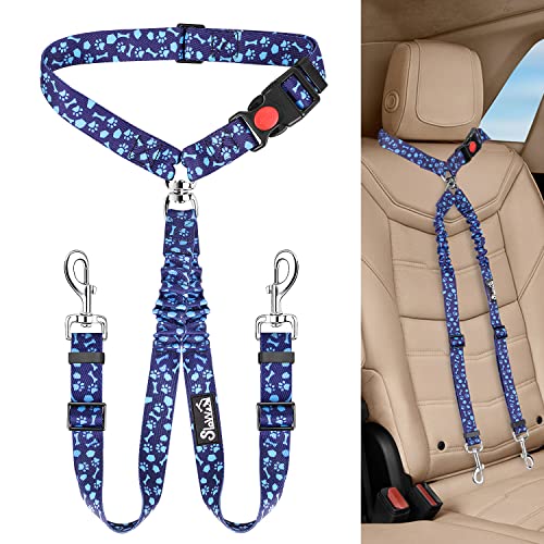 Double Dog Car Seat Belt (Blue Paw)