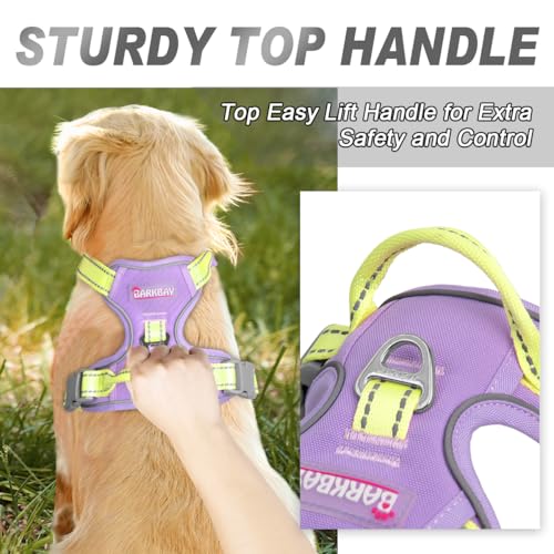 Dog Harness No Pull for Medium Sized Dog Front Back Clips (Medium(Chest:22.5-28") / Violet Purple & Sunlight)