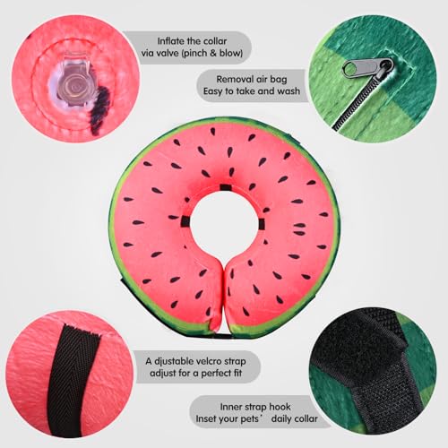 Inflatable Dog Cone Collar for After Surgery (Watermelon / Small (Neck: 6"-11"))