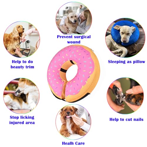 Inflatable Dog Cone Collar for After Surgery (Yellow/Pink Cheese / X-Large (Neck: 18"-24"))