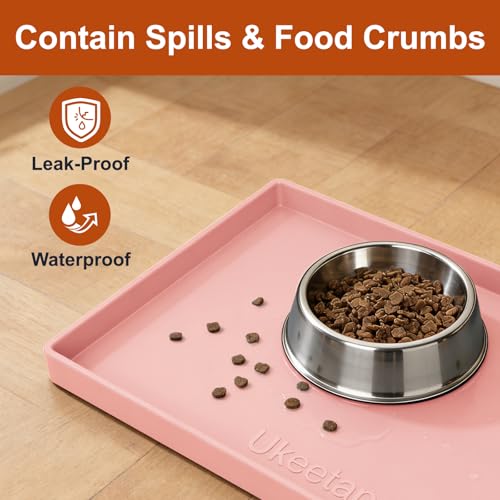 19" x 12" Extra Thick Silicone Mat Waterproof with Raised Edge (Pink / 19"L x 12"W)