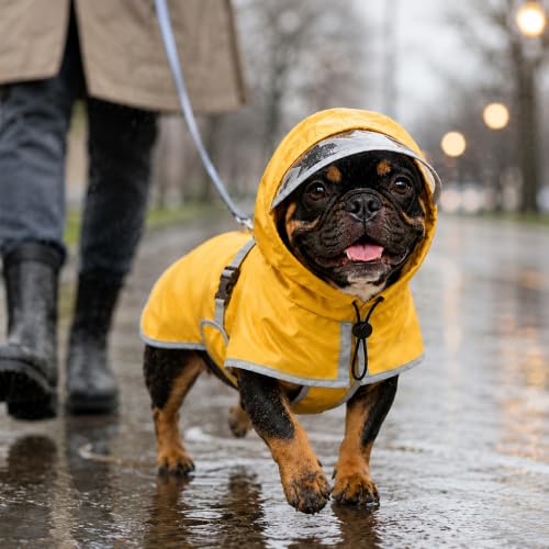 Dog Raincoat Waterproof Reflective Adjustable Hooded Windproof Jacket (Medium)