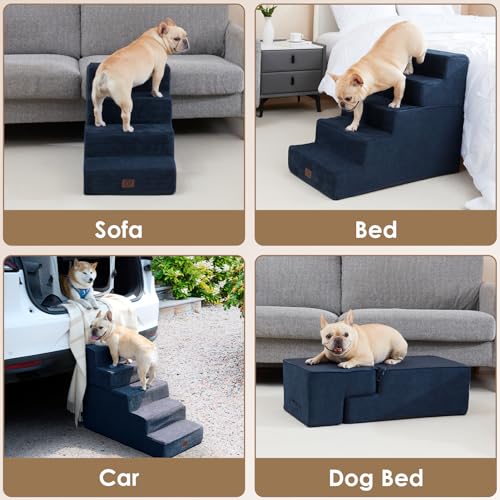 Dog Stairs for High Bed 22.5" H (Navy / Standard 15.7" x 30" x 22.5")