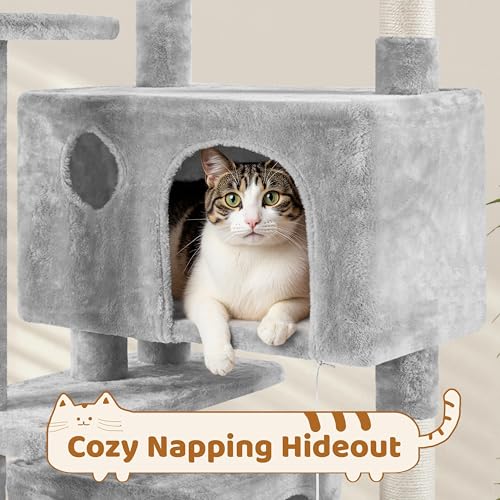 70in Multi Level Sturdy Cat Tree (Light Gray / 70in)