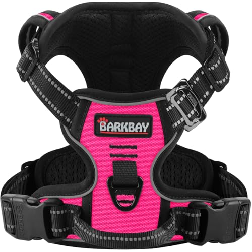 Dog Harness for Large Dog No Pull 2 Clips 3 Buckles Dog Vest (Large / New Pink)