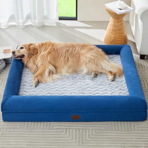 XXXL Big Large Orthopedic for Senior Dog Bed Comfy Sleeping (Blue / XXX-L (53x43x7.5in))