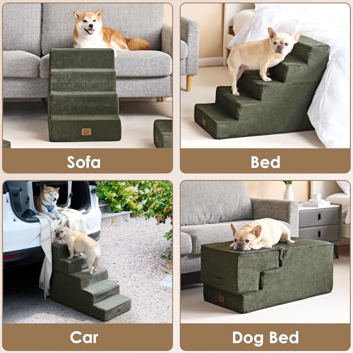 Dog Stairs for High Bed 22.5" H (Military Green / Standard 15.7" x 30" x 22.5")