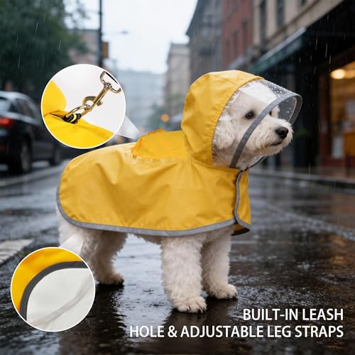 Dog Raincoat Adjustable Dog Rain Jacket (M)