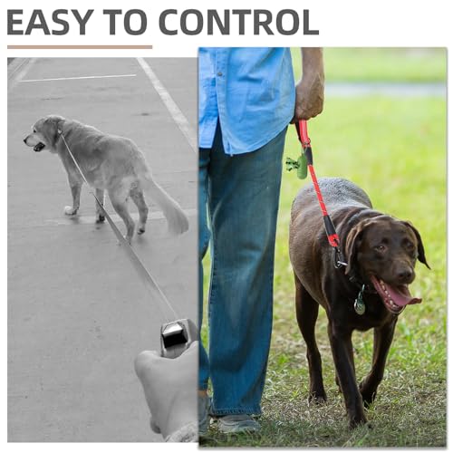 Reflective Short Dog Leashes 3 Pack for Walking and Training (Red / 1FT+1.5FT+2.5FT)