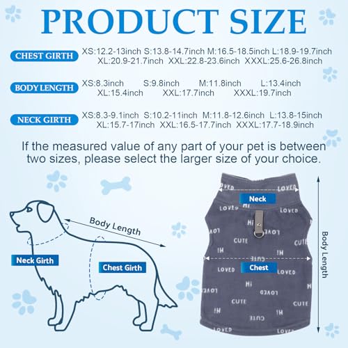 4 Pcs Dog Clothes Fleece Vest with Leash Ring Plaid (S(Neck:10.2-11” Chest:13.8-14.7”))