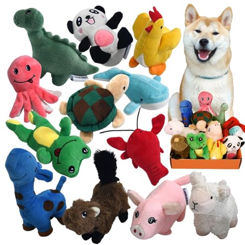 Squeaky Plush Dog Toy Pack for Puppy (12 Pack)