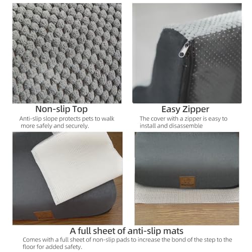 5 Step Pet Stairs Ramp for High Beds Sofas 23 (Grey / 5-step)