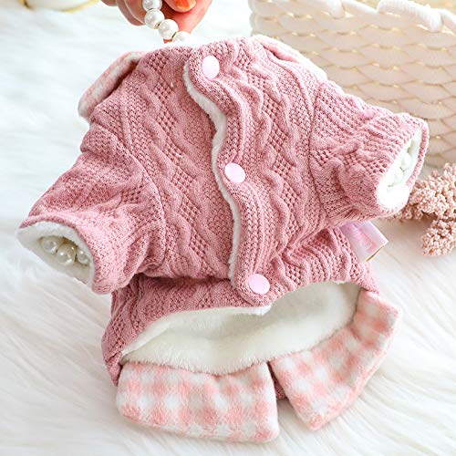 Dog Princess Sweater for Small Dogs Thick Shirt Plaid Clothes Costume Pet Girl Cute Coat Outfits Fall Costumes Winter Dog Sweaters (XL / Blue)
