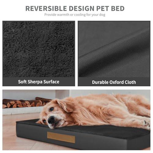 Outdoor Extra Large Dog Bed XXL for Giant Breed Dogs (Pure Black / 47.0"L x 29.0"W x 3.5"Th)