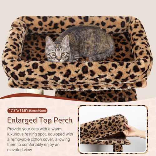 F70 Pro Leopard Heavy Duty Cat Tree Tower for Indoor Large Cats (70inch / Leopard Print)