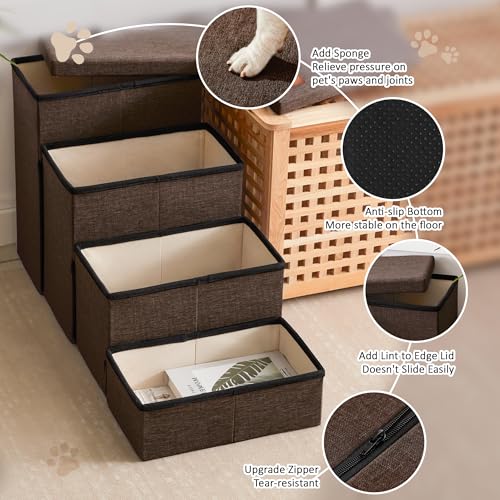 Dog Stairs for High Bed (Coffee / 37.4" X 17" X 21.3" H)