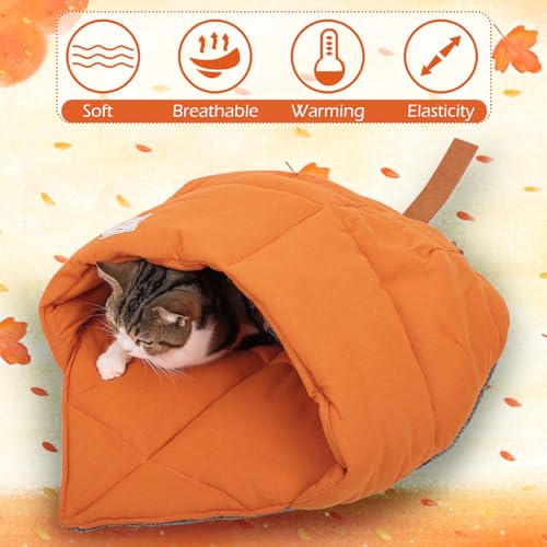 Cat Sleeping Bag Cave Bed with Non (Orange / M)