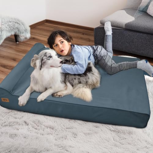 XXL 35D Memory Foam Dog Bed for Extra Large Dogs (XX-Large / Blue Grey)