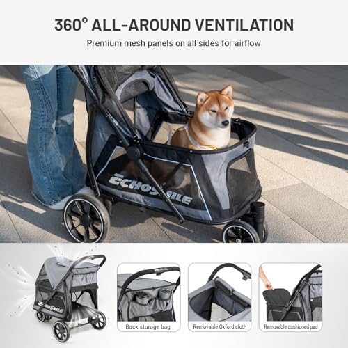 Dog Stroller for Medium & Small Dogs (Gray)