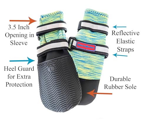 All Weather Neoprene Paw Protector Dog Boots with Reflective Straps in 5 Sizes! (Large)