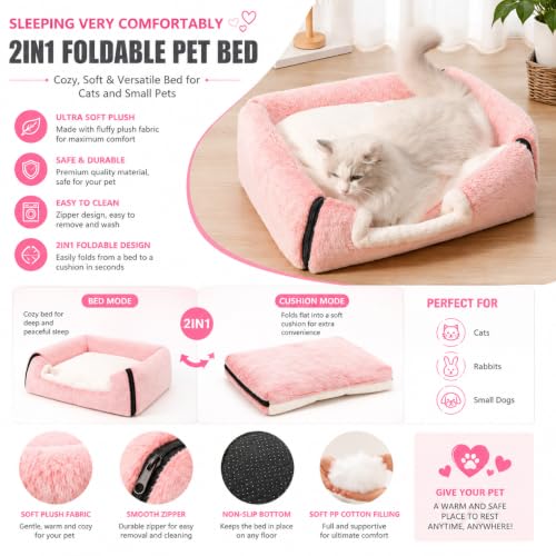 cat Bed cave cat beds for Indoor Cats (L:(20.4"×15.5"×15") / Pink)