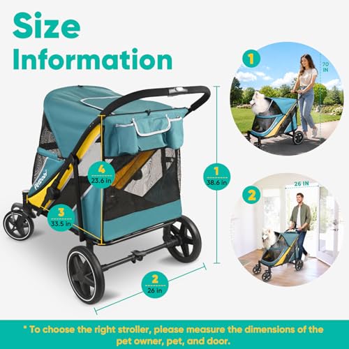 Dog Stroller for Large Medium Dogs up to 80 lbs (Green&Yellow)