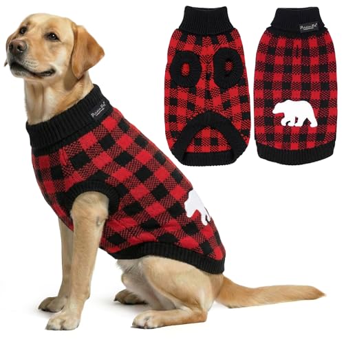 Dog Sweaters Cable Knit Dog Outfit (XL / Checkered Red)