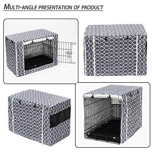 Dog Crate Cover Durable Polyester Pet Kennel Cover Universal Fit for Wire Dog Crate (24.0"L x 17.0"W x 19.0"H / Gray)
