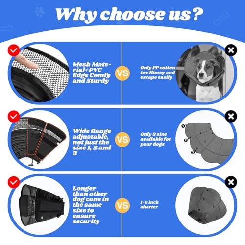 Inflatable Soft Dog Cone Collar (Black / M(Neck Girth: 14''-15.5''))