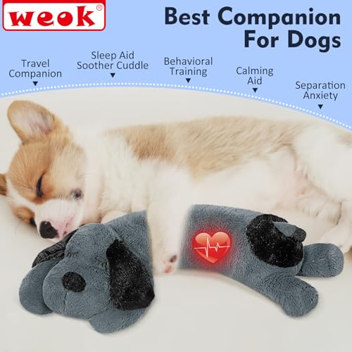 Puppy Heartbeat Toy for Separation Anxiety Relief (big grey dog)