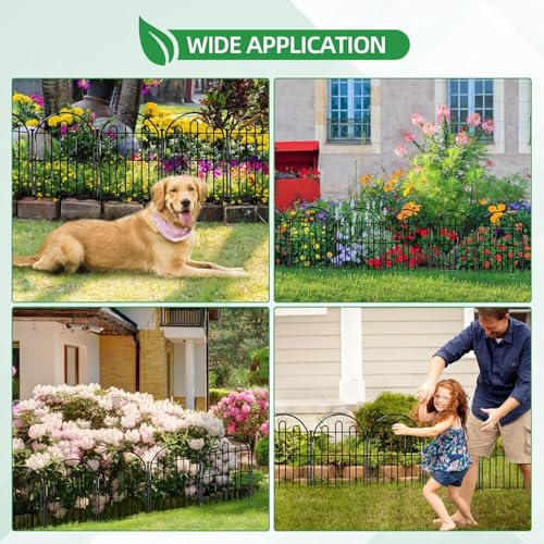 28ft in x 22in Decorative Garden Fence (Black / 26 Panels, 17 in (L) X 13 in (W))