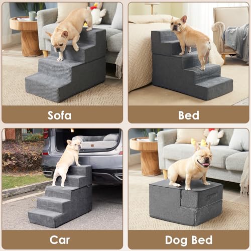 Dog Stairs for Small Dogs 13.5" H (Grey / Standard 15" x 18" x 13.5")