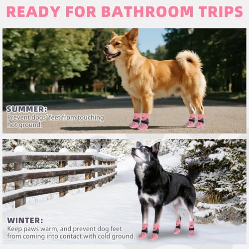 Dog Socks Shoes for Hot Pavement (Pink / X-Small(4 Pack))