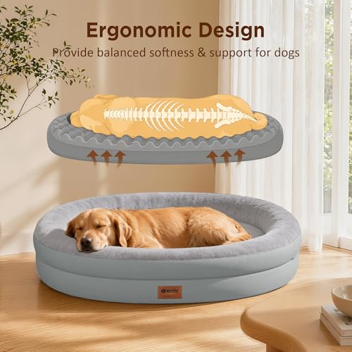 Waterproof Orthopedic Dog Bed for Large Dogs (Silver / 44"L x 32"W x 7.5"Th)