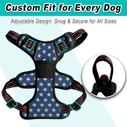 Dog Harness for Large Dog No Pull Mesh 2 Clips Dog Vest (X-Large / Blue Star-Mesh)