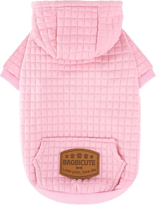 1 Pack Dog Hoodie Sweaters for Small Medium Dogs Warm Dog Clothes for Large Dogs Soft Waffle (Pink / XXS (Back: 8",Chest: 11",2.5-5lbs))