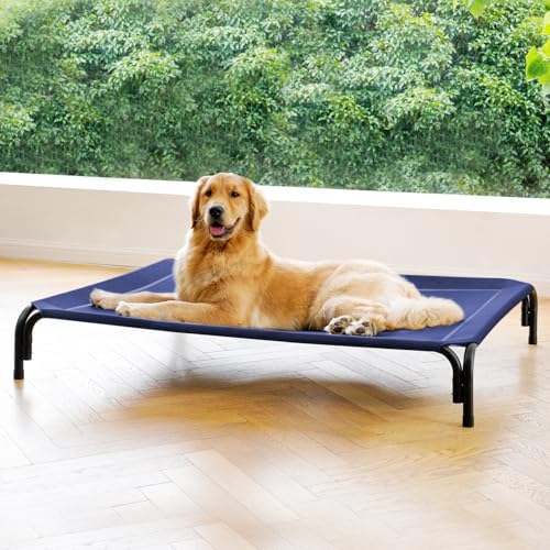 Elevated Dog Bed Outdoor Cooling Raised Cot for XL Dogs (XXL-53.9"L×35.8"W×7.9"Th / Blue)