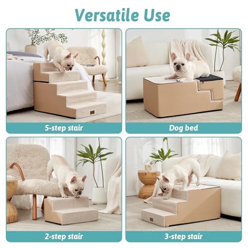 Dog Stairs for Small Dogs (Beige / 17.7x29.5x23.6 inch)