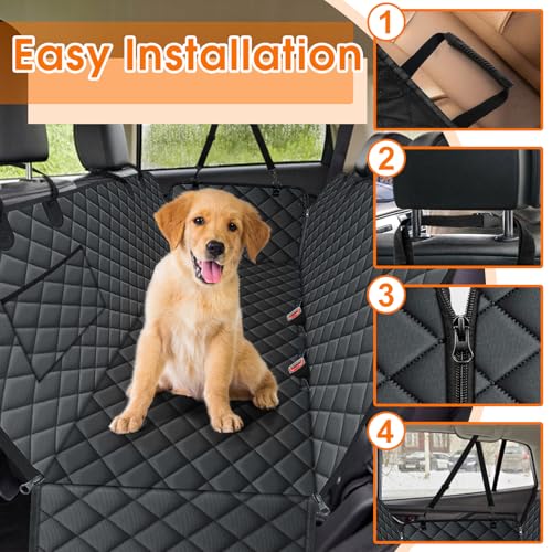 Waterproof Dog Car Seat Cover for Back Seat (Black / Large,Standard)
