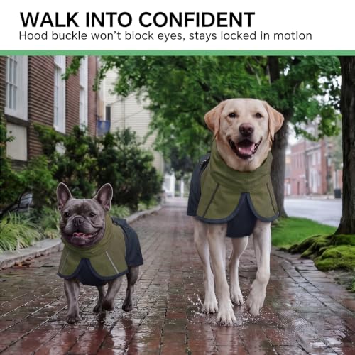 Dog Raincoat Adjustable Hooded Reflective Jacket with Pocket (Olive Navy / XX-Large)
