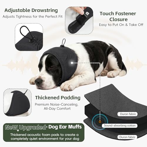 Upgraded Dog Ear Muffs No Shake Ear Wrap for Hematoma with SoundProof Pads (Grey / Large(Head Circle:18"-24"))