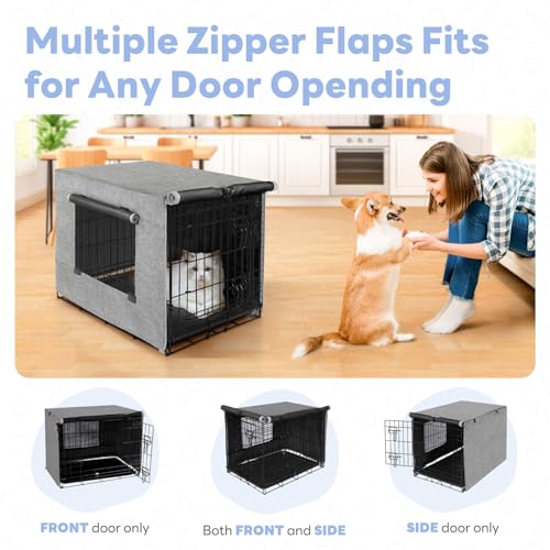 Dog Crate Cover (Grey (with window) / 30 Inch)