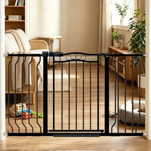 29.5" 53.1" Extra Wide Baby Gate for Doorways No Drill Dog Gate (Black / 29.5"-53.0")