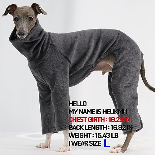 D Doggy Star Italian Greyhound Clothes Sweater Fleece Basic Onesie Whippet for Dog Turtleneck Outfits Coat (2XL / Flc Charcoal)
