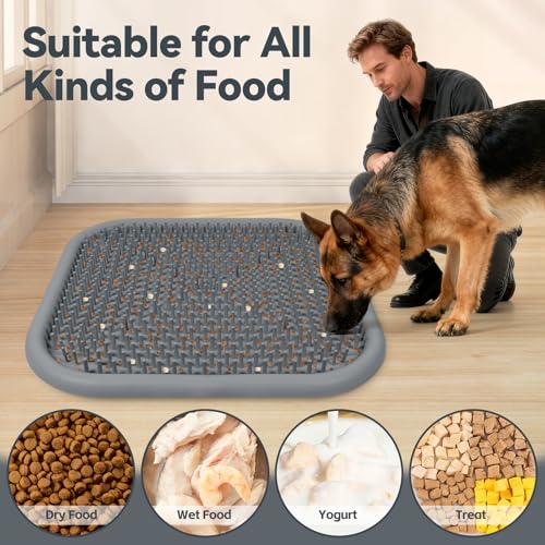 Snuffle Mat for Dogs 23.6" x 23.6" Silicone Large Slow Feeder Mat (Grey:23.6"x23.6")