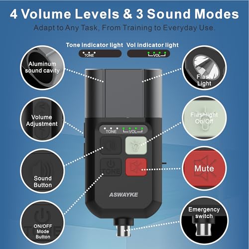 Electronic Whistle Rechargeable 125dB Loud Electric Whistle with LED Flashlight & Bear Horn (Black)