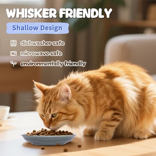 8 Pack] Ceramic Cat Food Bowl (8 color)