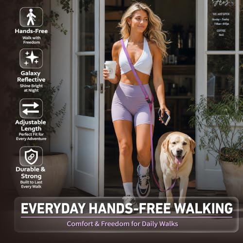 Hands Free Dog Leash (6–9.5 ft / Purple)