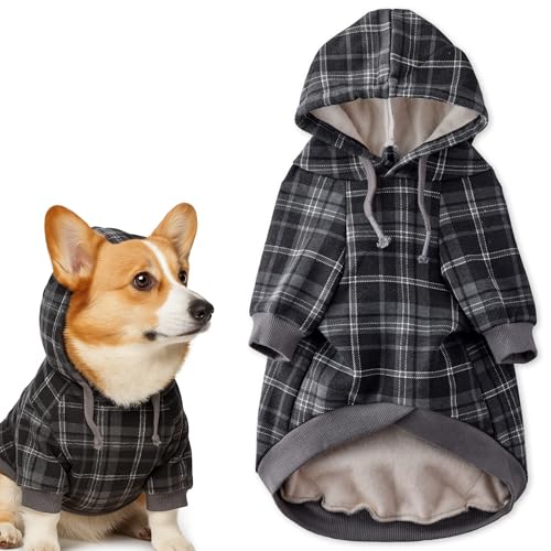 Rocky II Dog Hoodie (Black Sand Plaid / Large (40-60 lbs))